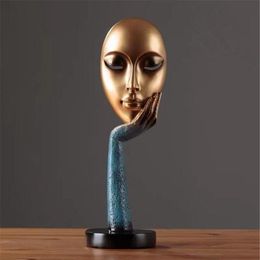 Modern Human Meditators Abstract Lady Face Character Resin Statues Sculpture Art Crafts Figurine Home Decorative Display C02202082