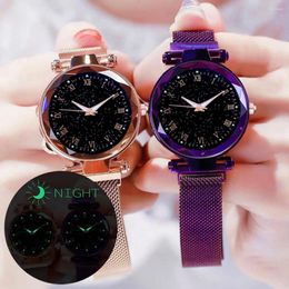 Wristwatches Women Starry Star Watch Magnetic Buckle Stainless Steel Strap Luminous Watches