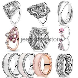 Band Rings New 925 SterlSilver Popular ROpenwork Vintage Fascination Lace Of Love Promise Signature Band RFor Women Jewellery J231124