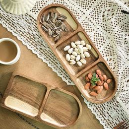 Plates Wooden Dinner Plate Gasket Candy Snack Grid Fruit Biscuit Combination Party Platter Home Kitchen Table Tableware
