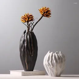 Vases Nordic Style Design Vase Luxury Minimalist Art Floor Chinese Original Funky Flower Pots Vaso Fiori Household Products