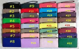 Designer women leather wallets wristlet lady purses clutch bags zipper Card bag Colourful 32 color4408731