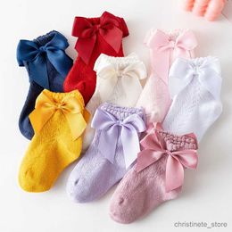 Kids Socks 0-5Years Baby Girls Socks With Big Bows Breathable Children Girl Short Socks Hollow Out Toddlers Kids Cotton Princess Cute Socks