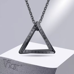 Strands Strings Vnox Norse Viking Pendant Necklaces Men Twisted Stainless Steel Mobius Triangle Charm Vegvisir Nordic Valknut Geometric Collar 230424