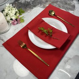 Table Mats Linen Wedding Dinner Cloth Napkins 40x40cm Solid Colour El Napkin Christmas Birthday Party Serving Decor