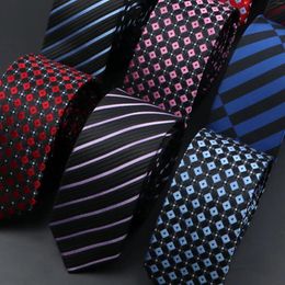 Bow Ties Mens 5cm Slim Tie Striped Plaid Red Black Narrow Necktie For Wedding Party Business Men Formal Suit Shirt Cravats Accessory Gift