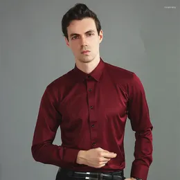 Men's Dress Shirts Shirt Soft Comfortable Long Sleeve Breathable Slim Fit Social Business Fashion Black White Blue Purple Gray Wine Red