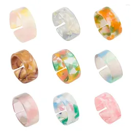 Cluster Rings 2023 Women's Acetate Fibreboard Small Fresh Ring Marble Multi Colour Retro Fashion Simple Finger Jewellery Wholesale