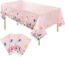 Table Cloth 1PC Pink Butterfly Tablecloths 137 274cm Plastic Disposable Rectangle Party Covers For Girls Baby Shower Birthday