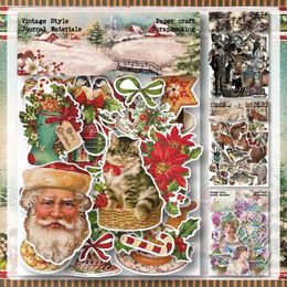 Gift Wrap YBYAO 40pcs Vintage Christmas Stickers Die Cuts Sticker Planner Card Making Junk Journal Ephemera Animal Scrapbooking