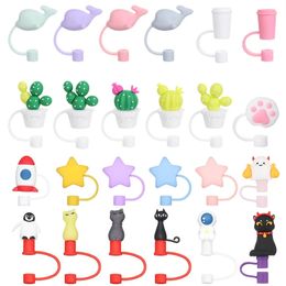 Other Drinkware 1PC Creative Reusable Silicone Straw Plug Splash Proof Drinking Dust Cap Dust proof Tips Cover Cup Accessory Kitchen Tool 231124