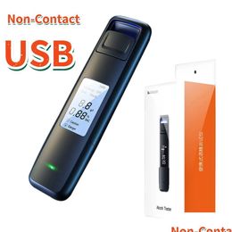 Alcoholism Test New Portable Non-Contact Alcohol Breath Tester With Digital Display Sn Usb Rechargeable Breathalyzer Analyzer High Dro Otu6I