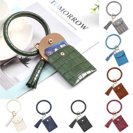 Pendant Necklaces Large Bracelet Keychain Card Holder Tassel Bangle Key Ring Wristban With Wallet Fashion Hip-hop Smile Men And Women Couple