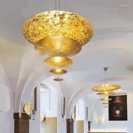 Pendelleuchten Art Deco Gold Runde Lichter El Hall Foyer Shop Hängelampe Draht verstellbar glitzernde Luxus-Neuheit