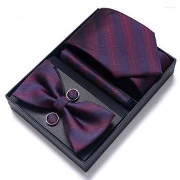 Bow Ties Luxury Silk Birthday Present Tie Hanky Pocket Squares Cufflink Set Necktie Box Hombre Printed Performance Shirt Accessories