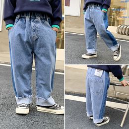 Jeans Boy Jeans Children's Korean Version of Color-blocking Trousers Little Boy Children's Loose Straight-leg Pants 230424