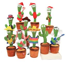 New Trending Custom Children's Funny Gift Lighten Plant Sound Dancing Singing Talking Magic Cactus Electronic Plush Toys