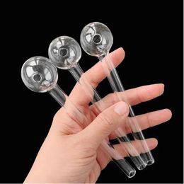 6 IN Pyrex Glass Oil Burner Pipe Clear Colour quality pipes transparent Great Tube tubes Nail tips