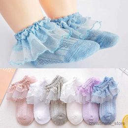 Kids Socks New Summer Retro Lace Kids Girls Socks Ruffle Frilly Socks Girls Princess Mesh Solid Cotton Short Sock White School Dance Socks