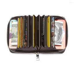 Storage Bags Women Men Wallet Thin Leather RFID Blocking Zipper ID Holder Name Cards Case Pocket Organizer Money Coin Bag