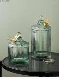 Storage Bottles European Glass Butterfly Candy Jar Pink Green Transparent Jewellery Box Home Food Dried Fruit Container Decor