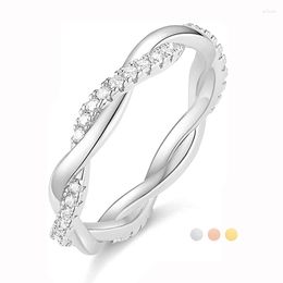 Wedding Rings Kolmnsta Women Eternity Ring Twisted Rope Copper Cubic Zirconia Engagement Band Size 5 To 11