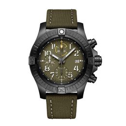 46mm Male Wristwatch Men Quartz Chronograph Watch Black Green Canvas Rubber Strap Sapphire Crystal Waterproof2437