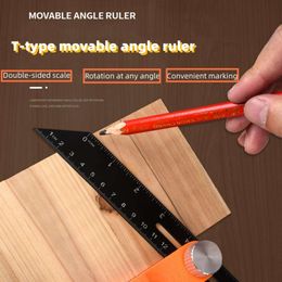 New High precision T-type aluminium movable angle ruler Wooden Handle Level Measuring Tool Wooden Marking Gauge Protractor