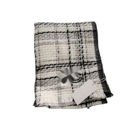 Channel Scarf High Quality Women Winter Wind Wool Cashmere Scarf Women's Black And White Plaid Letter Embroidery Warm Versatile Shawl