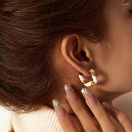 Hoop Earrings DEAR-LIFE French White Oil Drip Twist C Light Luxury Fashion Women's Accessories