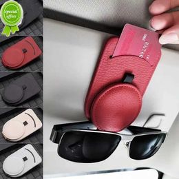 Multifunction Leather Car Sun Visor Glasses Clip Card Ticket Holder Mount Portable Glasses Case Auto Interior Accessories