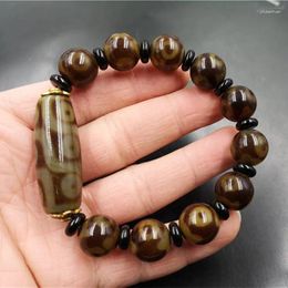 Strand Bright Coffee Colour Three-Eye Dzi Agate Bracelet