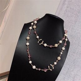 Halsreifen Designer-Anhänger-Halsketten Perle langkettige Halskette Frauen CCity Schmuck Frau Pullover Kette 5544