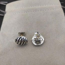 Stud Earrings DAVID ManYu American Jewellery Higher Quality 925 Silver Button Pattern Spiral