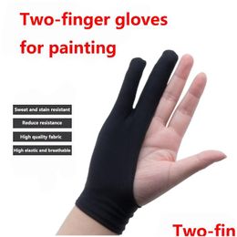 Painting Supplies Painting Supplies Black Two Finger Antifoing Glove Both For Right And Left Hand Artist Ding Wacom Huion Xppen Graphi Dhsbp