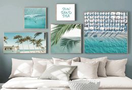 Ocean Landscape Canvas Art Painting Tropical Ocean Wall Prints Palm Tree Pictures Print Nordic Poster Scandinavian Home Decor8038400