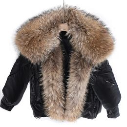 Women's Fur Faux Maomaokong 2023 Winter Natural Real Raccoon Collar Down Jacket Women Warm Female Short Parkas Puffer Outerwear 231123