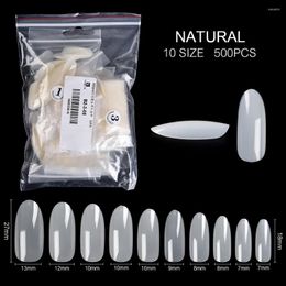 False Nails 500pcs/bag Round Acrylic Press On For UV Gel Extension Full Cover Artificial Clear Natural White Manicure Tool
