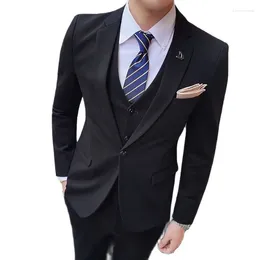 Men's Suits (suit Vest Trousers) British Gentleman Business Professional Wear Single-breasted Slim Suit Banquet Three-piece Su