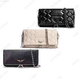 Luxury Pochette Rock Wings Zadig Voltaire bag womens diamond baguette flap Cross body Shoulder bags Leather 5a top quality handbag silver chain clutch designer BagH