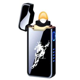 Lighters New Electric Fire Arc Electronics USB Lighter Smart Display AI Charging Protection Cigar Big Flame