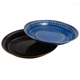 Plates Large Size Round Enamel Tea Table Tray Coffee Snack Meals Chinese Serving Dried Fruit Basket Candy Dish