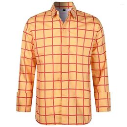 Men's Dress Shirts 2024 Spring Autumn Solid Plaid 3d Prints Long Sleeve Shirt For Man Casual Holiday Button Tops