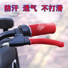 4PCS Motorcycle Skid Proof 3D Ice Silk Handlebar Grip Cover E-bike Battery Gloves Summer Handle Bar Throttle