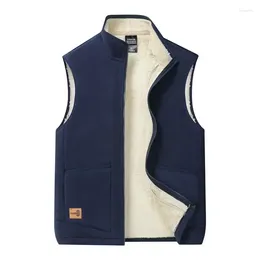 Men's Vests 2023 Autumn And Winter Lambswool Men Warm Padded Stand-up Collar Large Size Casual Versatile Trend Jacket Shoulders