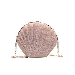 Evening Bags Fashion Women Shoulder Handbags Shell Bag Chain Cute Sequins Small Phone Money Pouch Zipper Crossbody for 231123
