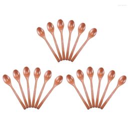 Dinnerware Sets Wooden Spoons 18 Pieces Wood Soup For Eating Mixing Stirring Long Handle Spoon Kitchen Utensil