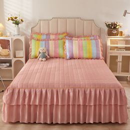 Bed Skirt Decorative Princess Bed Skirt Bed Cover Home Bedroom Thicken Bed Skirt Non-slip Mattress Cover Protecor Bedspread Bedsheet 230424