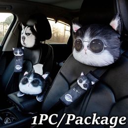 Seat Cushions 1PC Car Headrest Creative 3D Animal Cars Neck Pillow Safety Belt Shoulder Cover Pad Tissue Box Auto Interior Accessories