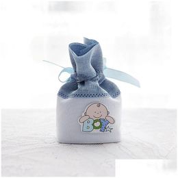 Party Favour 6X4X10Cm Cute Baby Boy Girl Dstring Pouch Candy Bags Gift Packaging Bag Shower Holder Za4421 Drop Delivery Home Garden F Dhs9P